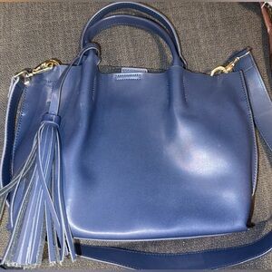 Chic Blue Leather Shoulder Bag